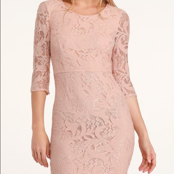 NEW LULUS Blush Pink Lace Dress - Picture 2 of 10